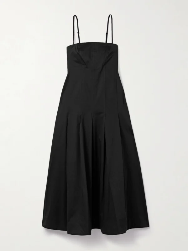 Kallmeyer Maeve Pleated Cotton-blend Twill Midi Dress