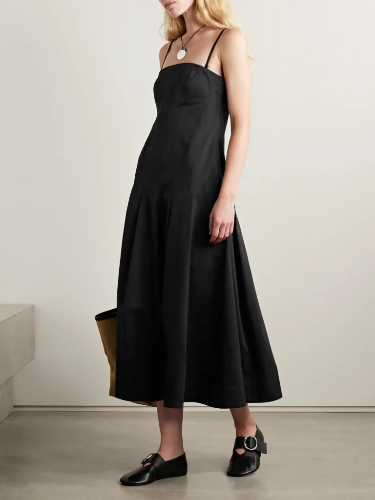 Kallmeyer Maeve Pleated Cotton-blend Twill Midi Dress
