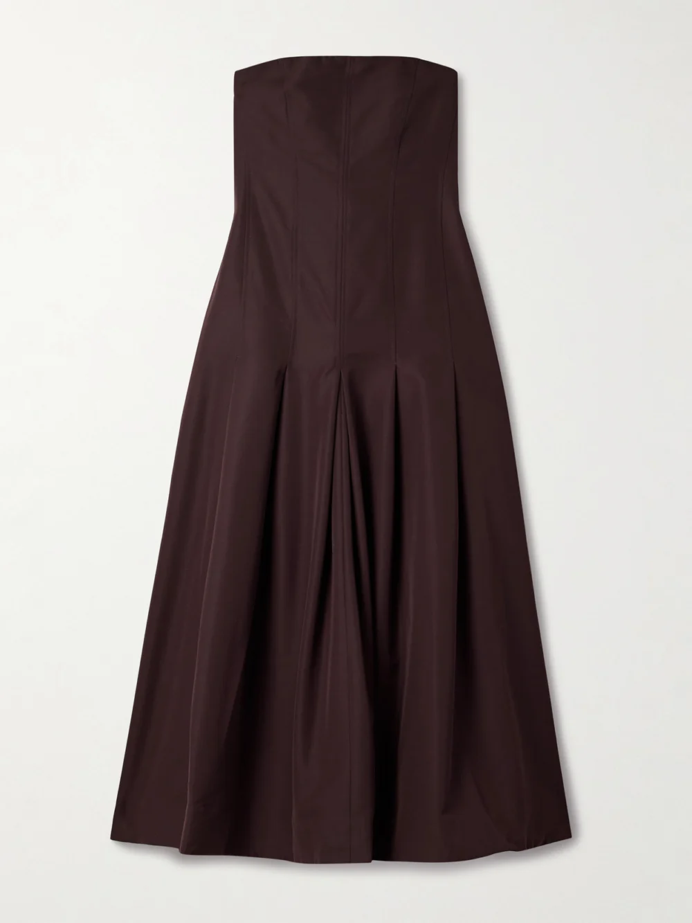 Kallmeyer Maeve Pleated Wool-blend Twill Midi Dress in dark brown