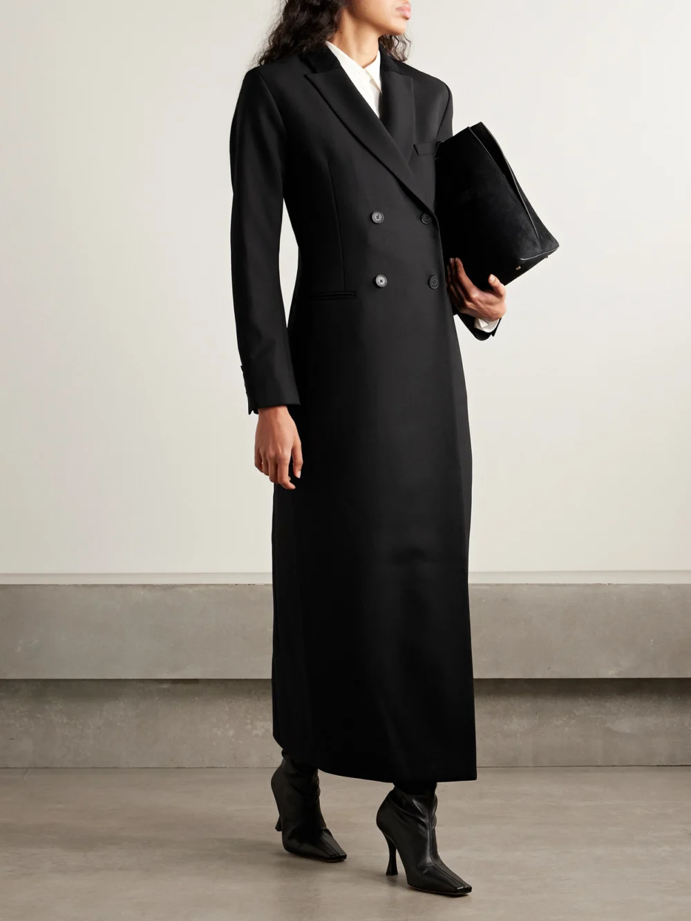 Kallmeyer Palmer Double-breasted Wool-blend Twill Coat, worn by a model