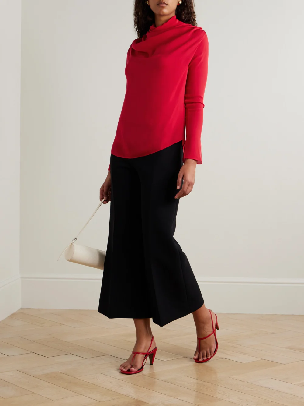 Kallmeyer Tabitha Draped Silk-georgette Blouse, worn by a model