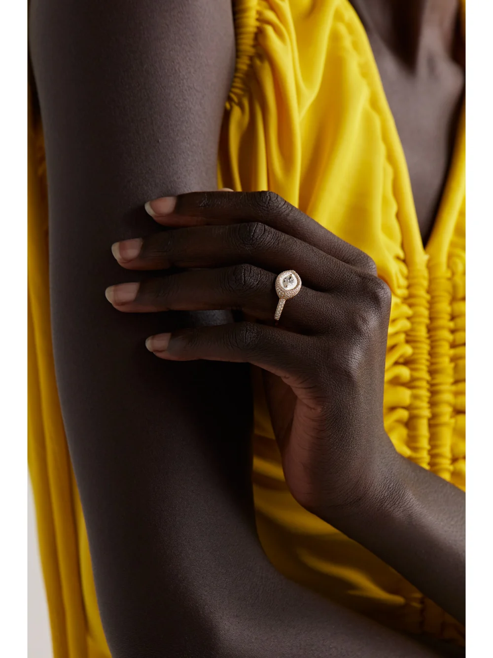 Kamyen 18-karat Gold, Diamond and Enamel Ring, styled view