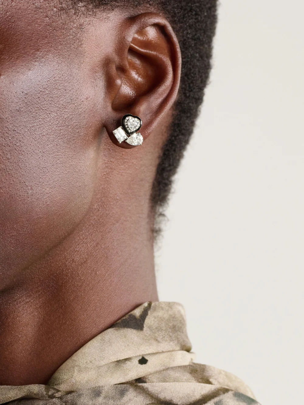 Kamyen 18-karat White Gold, Diamond and Enamel Earrings, styled view
