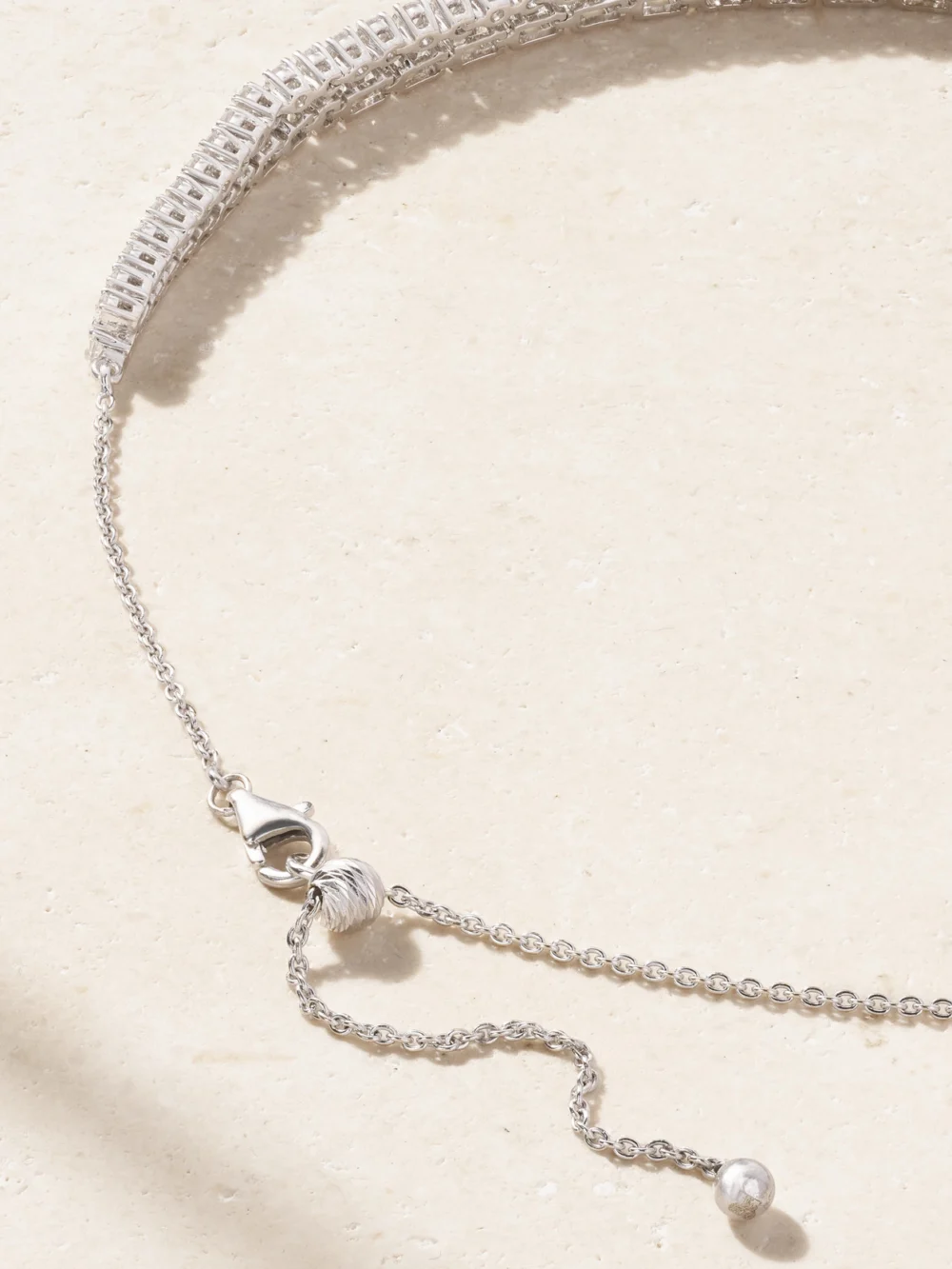 Back view of the Kamyen 18-karat White Gold, Diamond and Enamel Necklace