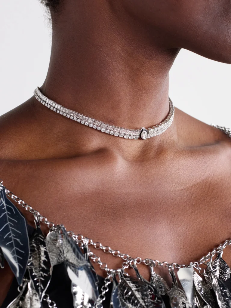 Kamyen 18-karat White Gold, Diamond and Enamel Necklace