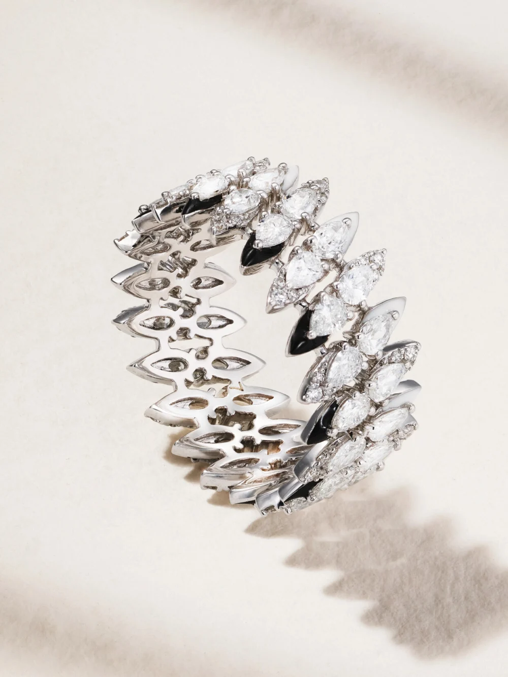 Kamyen 18-karat White Gold, Diamond and Enamel Ring in 5