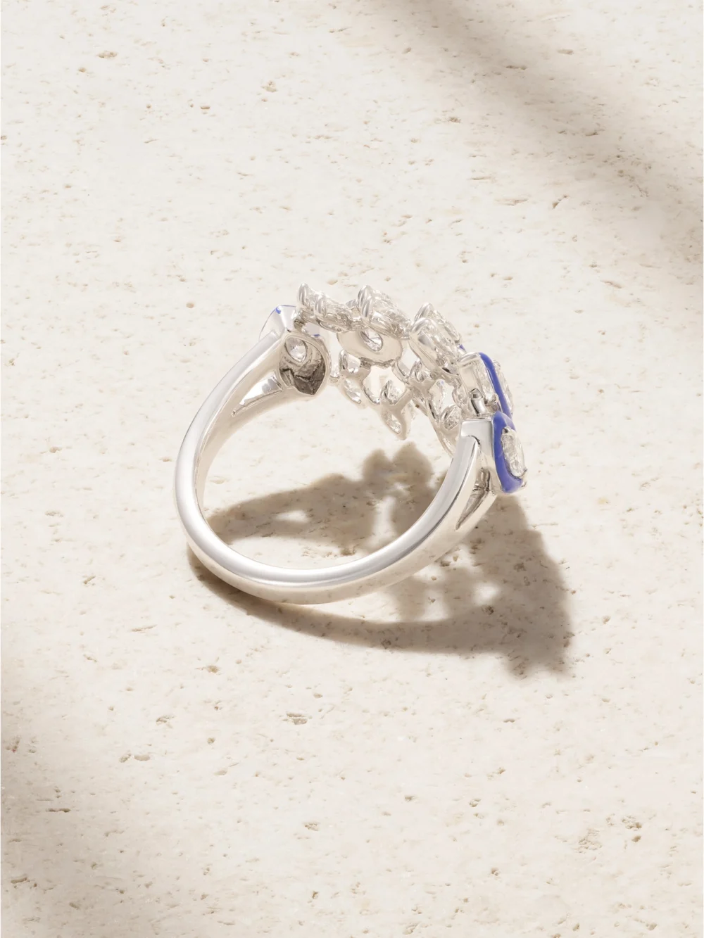 Back view of the Kamyen 18-karat White Gold, Diamond and Enamel Ring