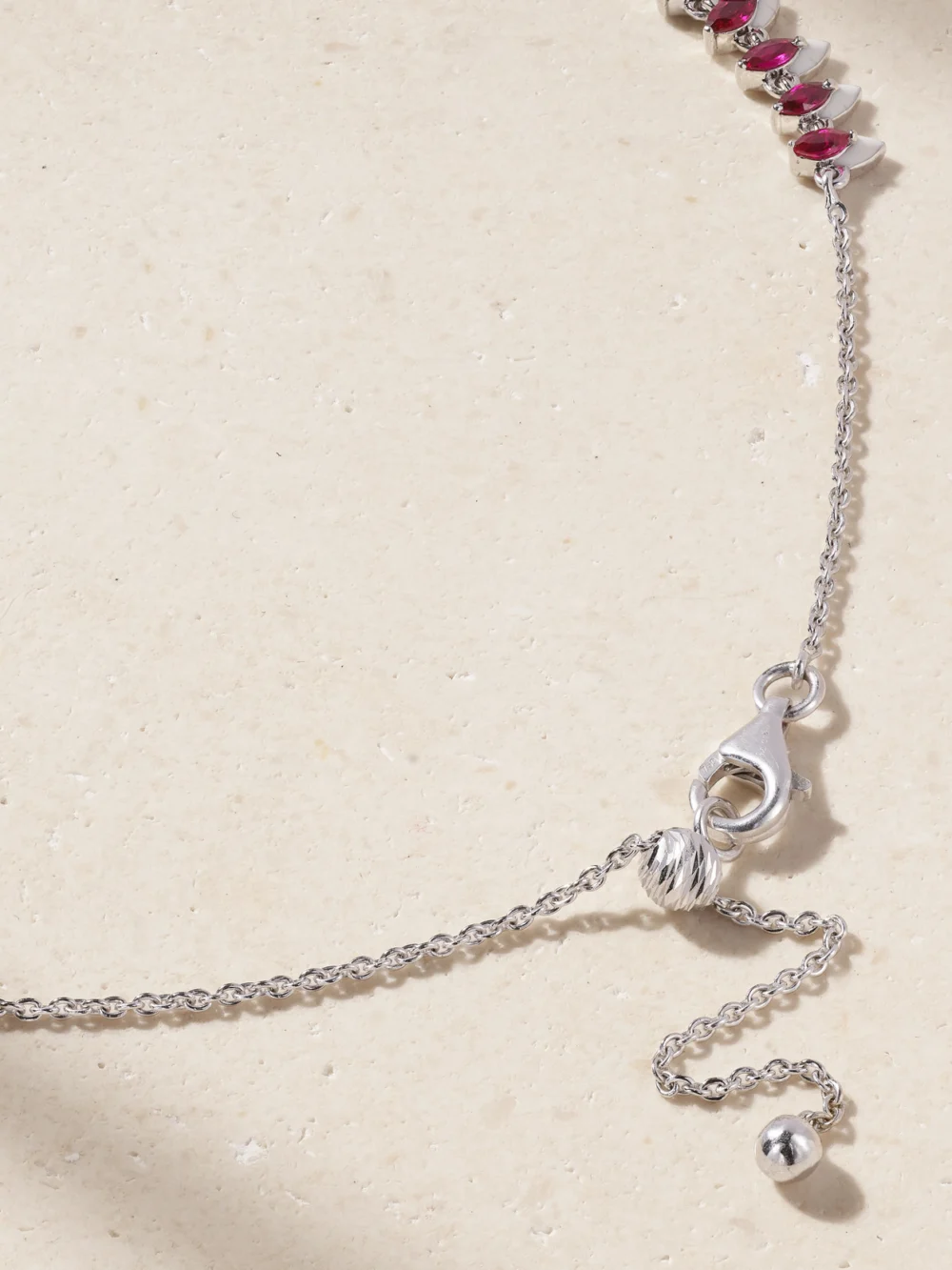 Back view of the Kamyen 18-karat White Gold, Ruby and Enamel Choker