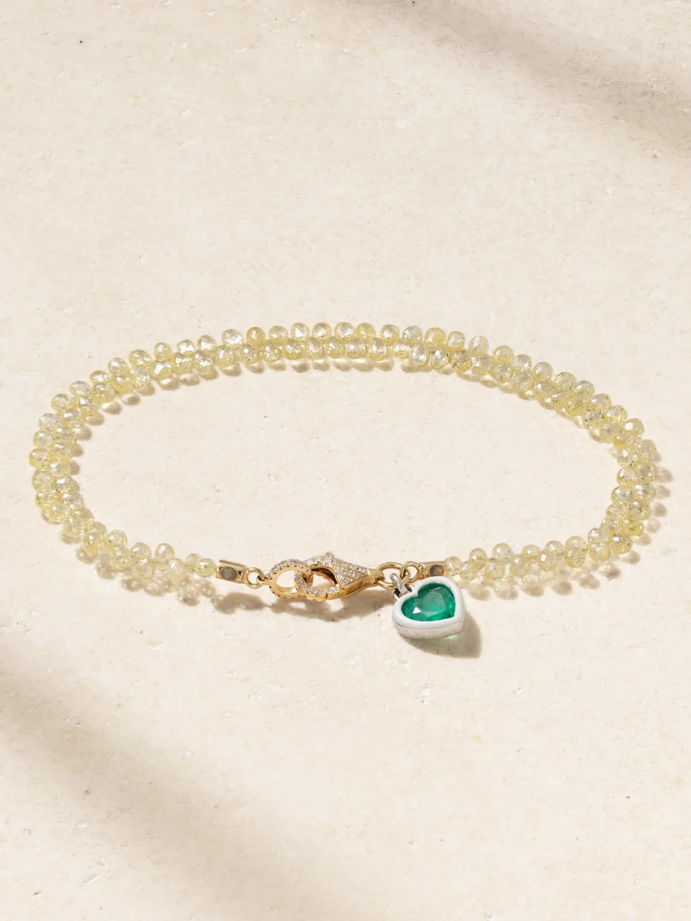 Kamyen 18-karat Yellow and White Gold, Diamond and Emerald Bracelet