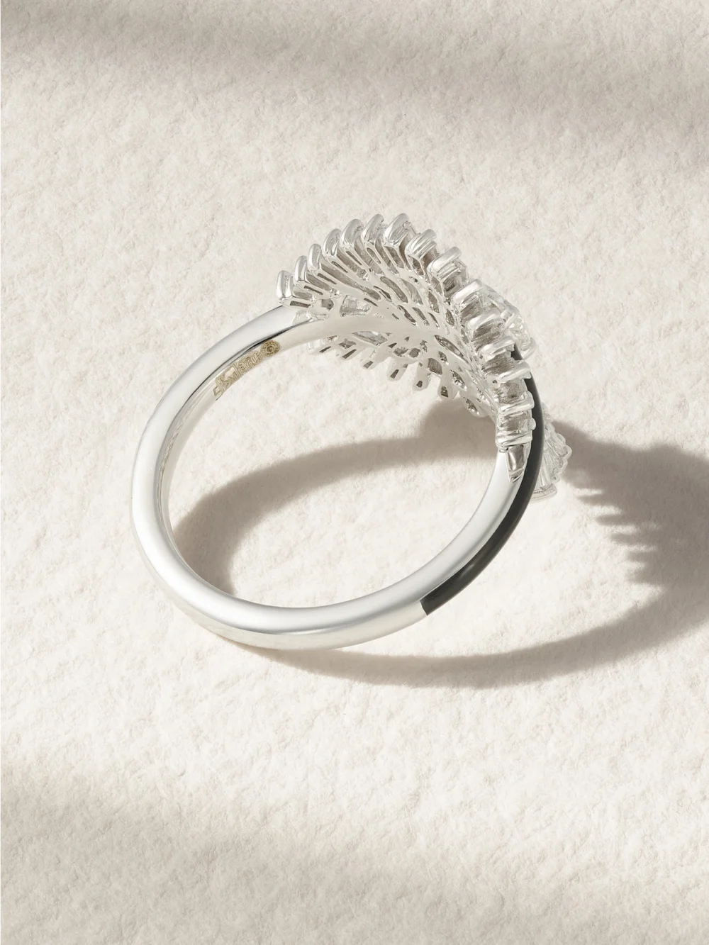 Back view of the Kamyen Eyelash 18-karat White Gold, Diamond and Enamel Ring