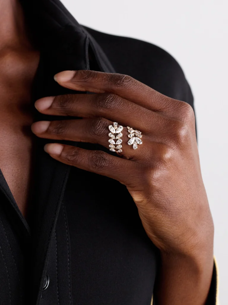 Kamyen Flora 18-karat Rose Gold, Diamond and Enamel Ring