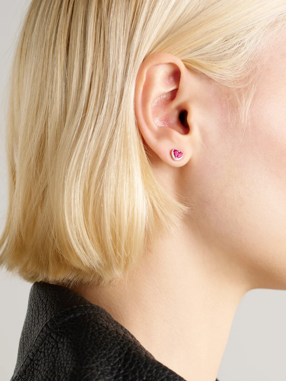 Kamyen Heartbeats 18-karat Rose Gold, Ruby and Enamel Earrings, styled view