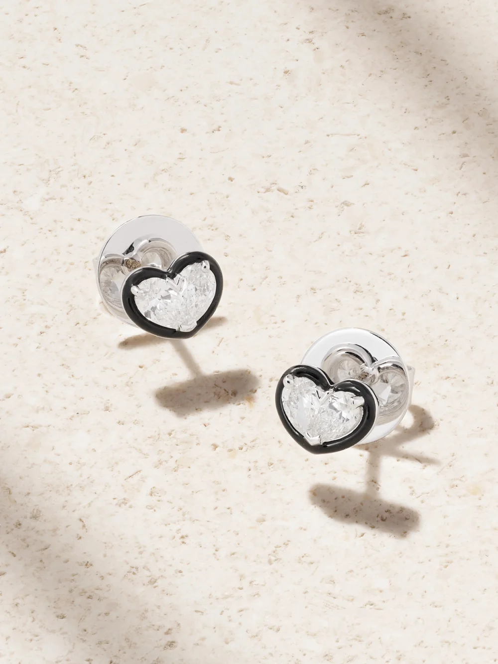 Kamyen Heartbeats 18-karat White Gold, Diamond and Enamel Earrings