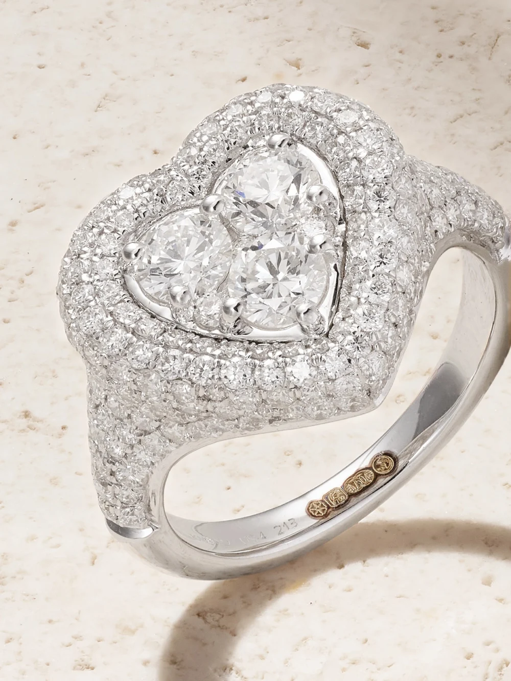 Close-up detail of the Kamyen Manaal 18-karat White Gold Diamond Pinky Ring