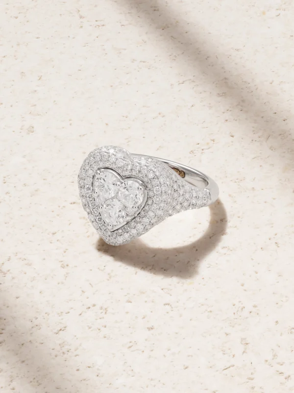 Kamyen Manaal 18-karat White Gold Diamond Pinky Ring