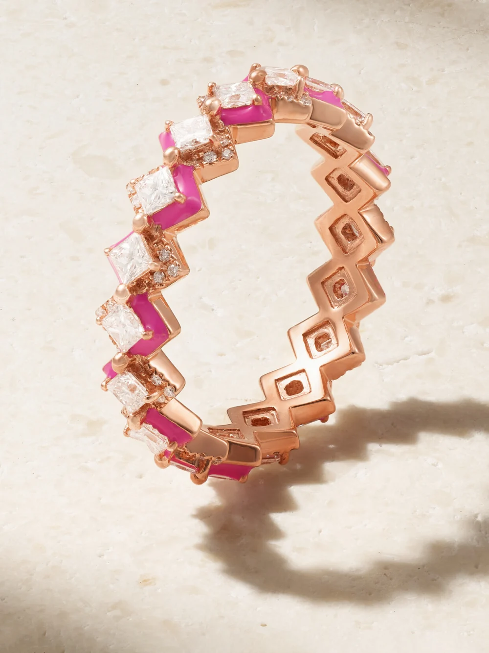 Kamyen Mosaïque 18-karat Rose Gold, Diamond and Enamel Ring in 4