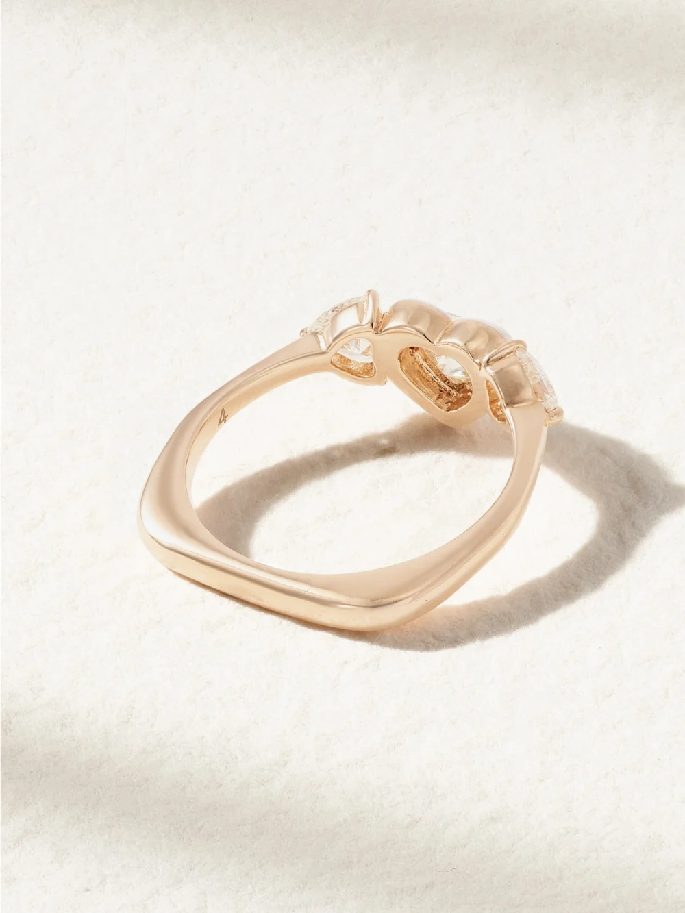 Back view of the Kamyen Trio Heart 18-karat Rose Gold, Diamond and Enamel Pinky Ring