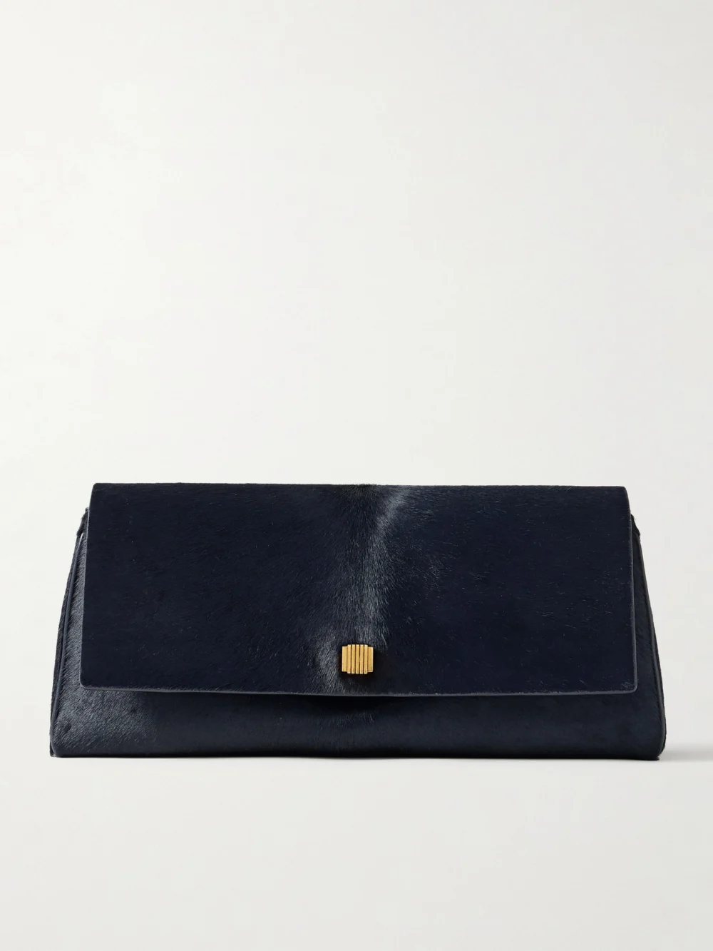 Khaite Audrey Calf Hair Clutch in navy