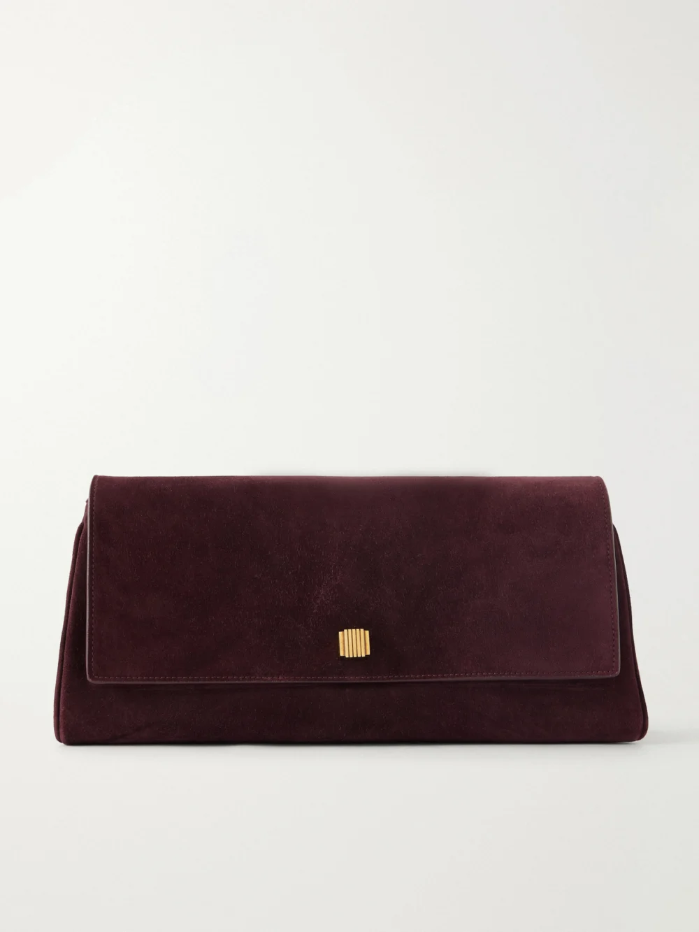Khaite Audrey Suede Clutch in burgundy