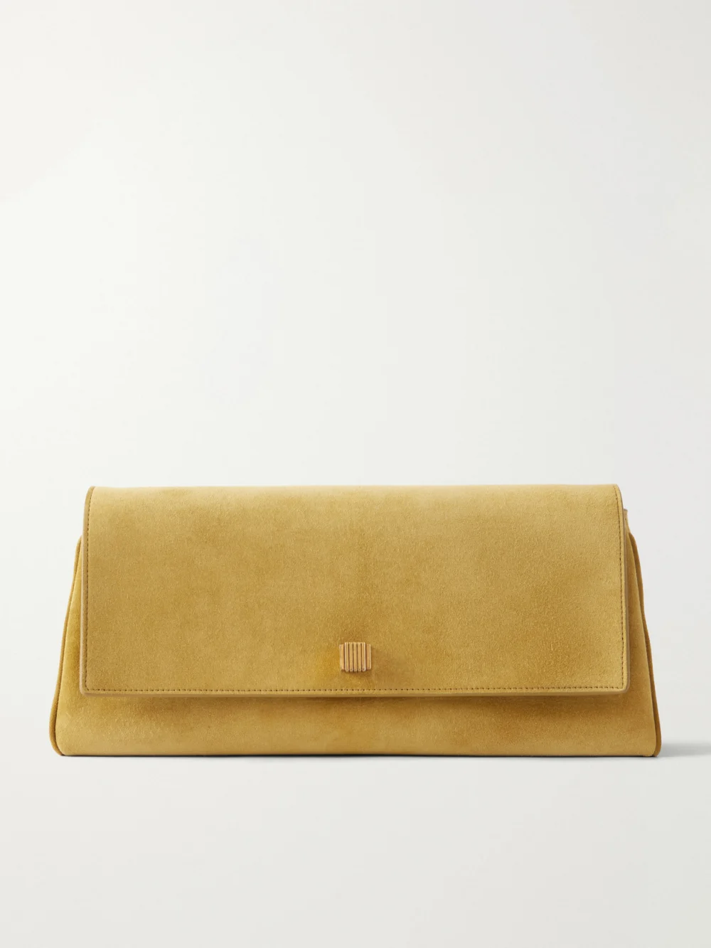 Khaite Audrey Suede Clutch in chartreuse