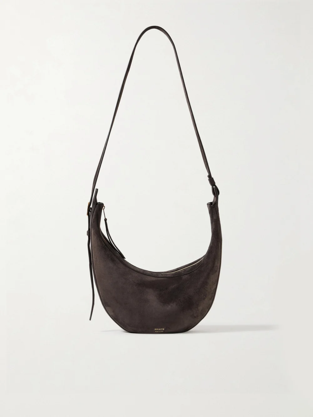 Khaite Augustina Small Suede Shoulder Bag in chocolate
