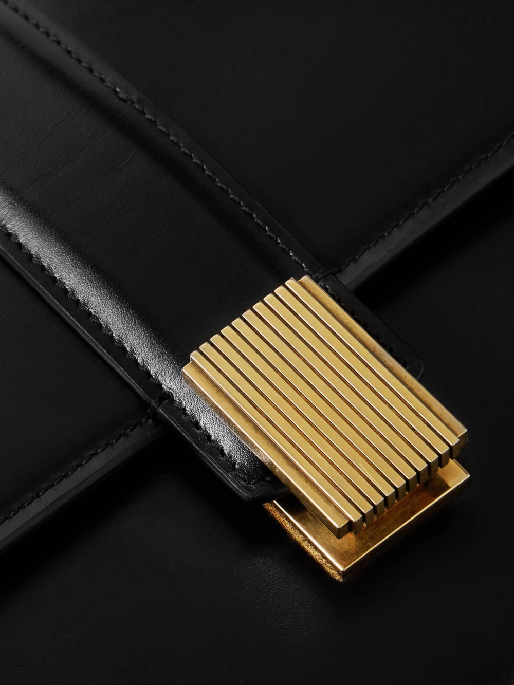 Close-up detail of the Khaite Blake Leather Shoulder Bag