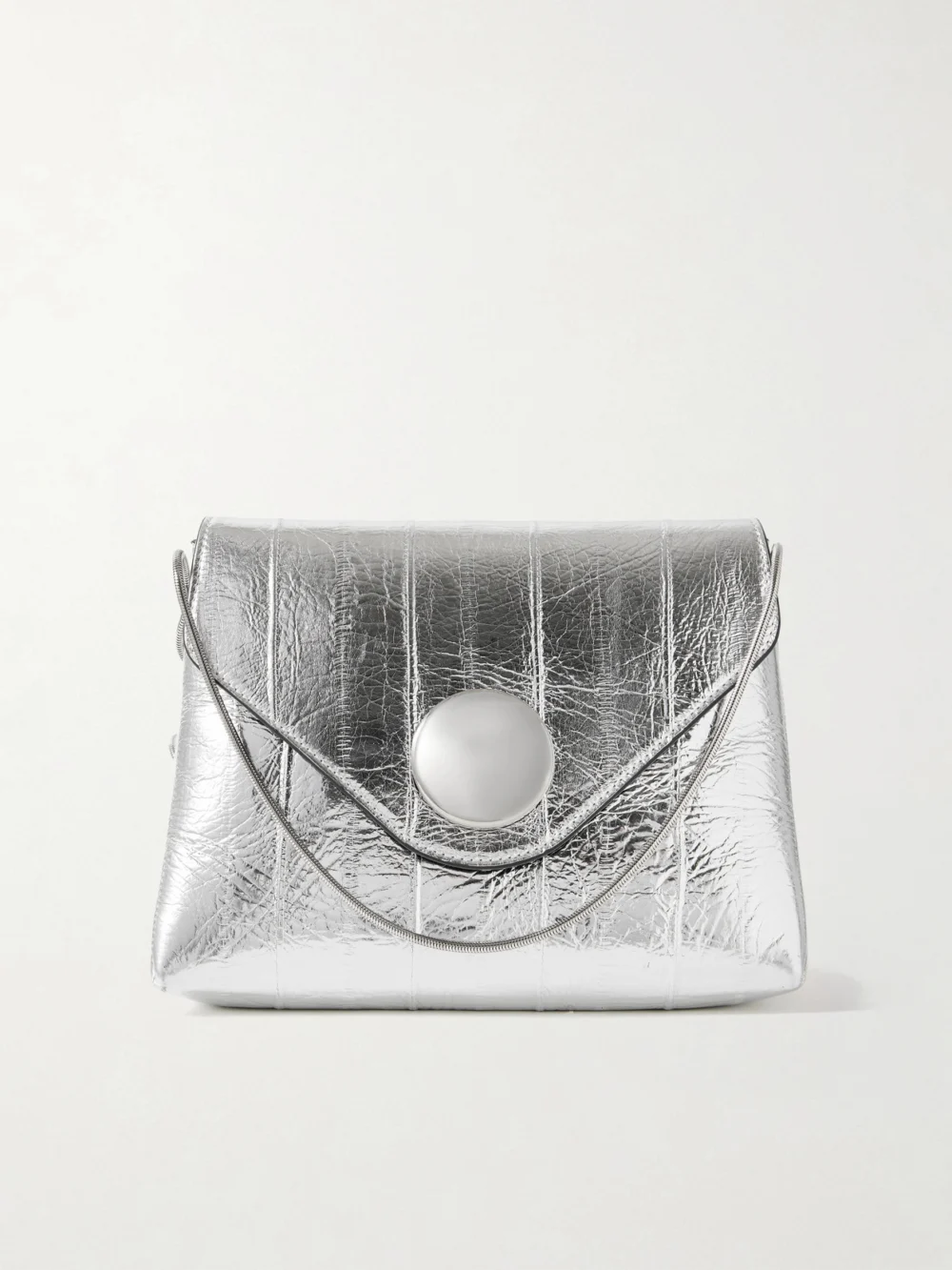 Khaite Bobbi Metallic Eel Shoulder Bag in silver