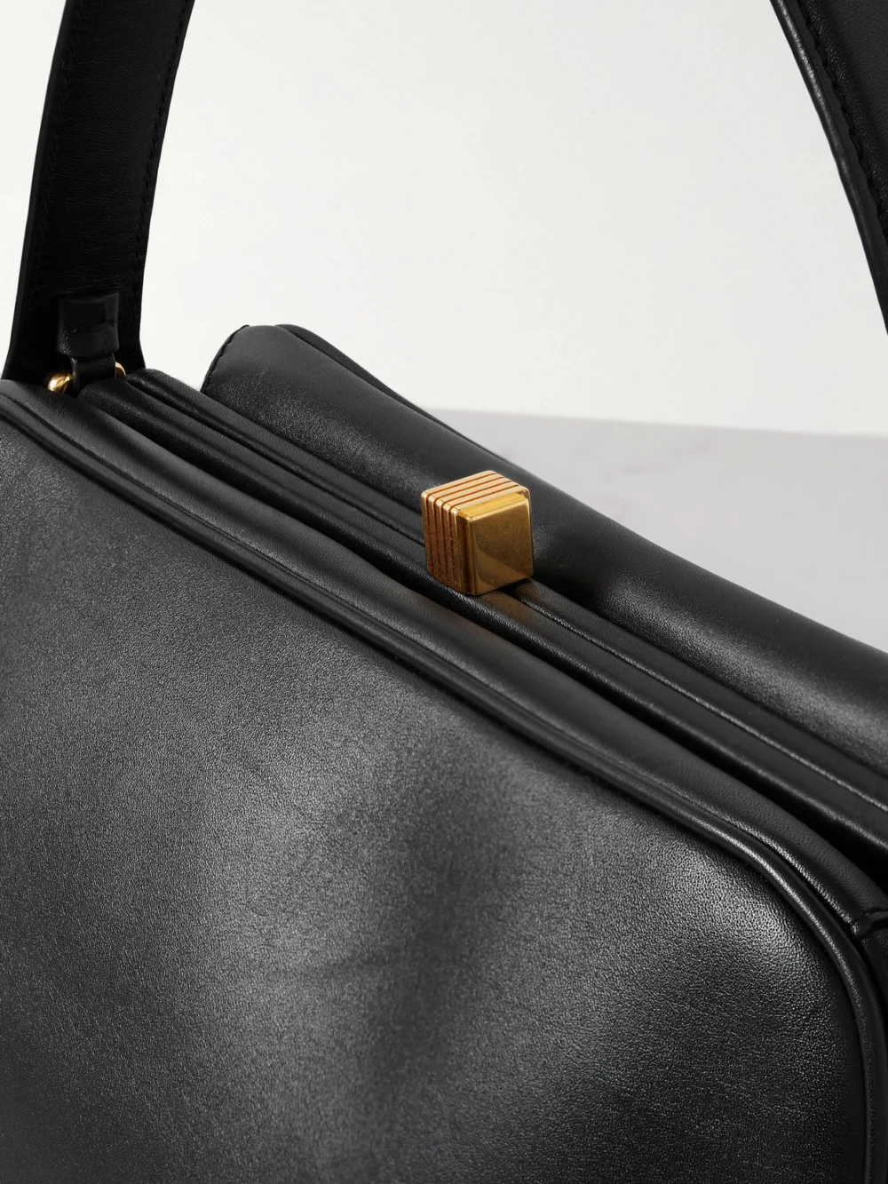 Close-up detail of the Khaite Cate Leather Tote