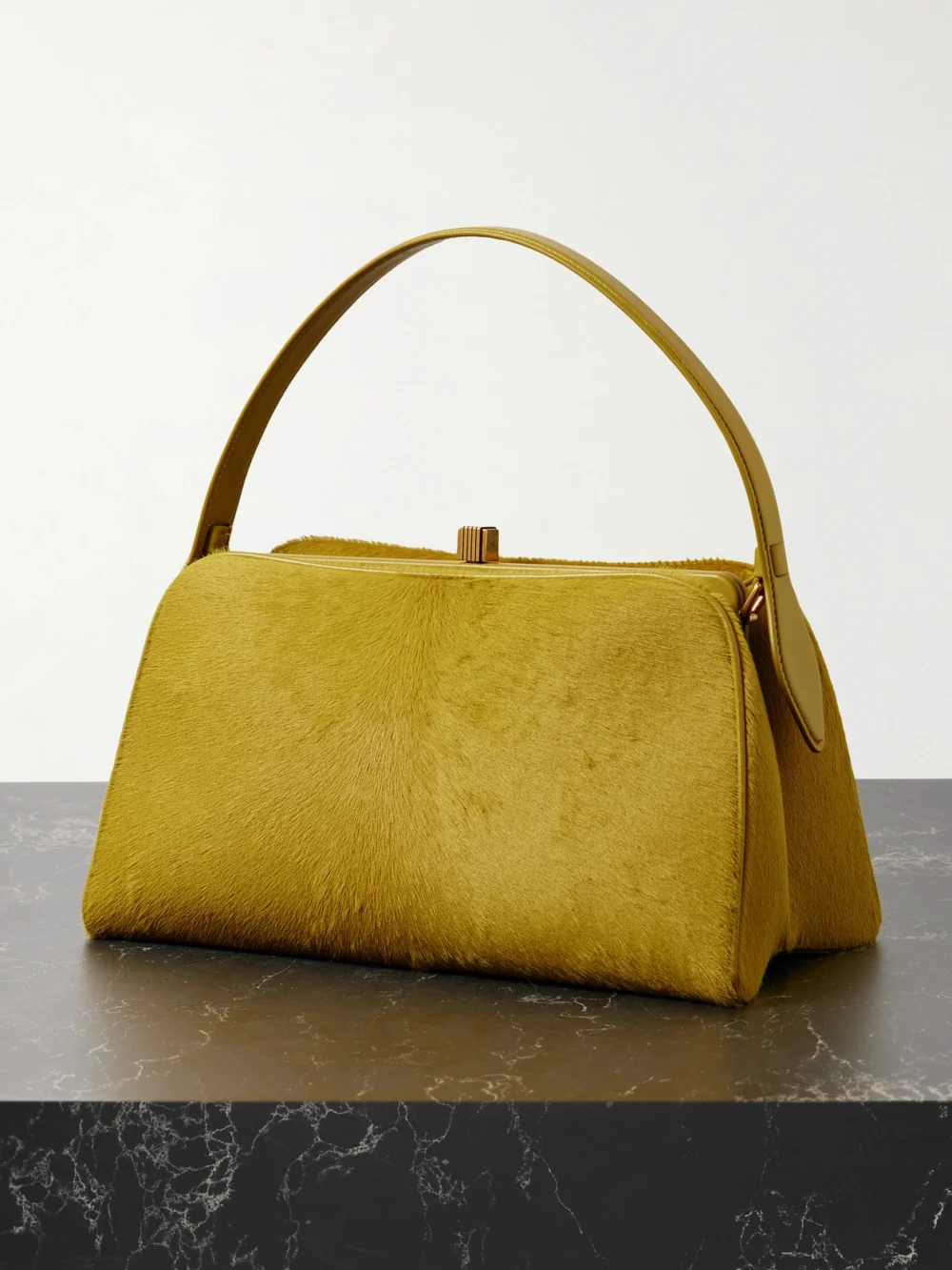 Back view of the Khaite Cate Leather-trimmed Calf Hair Tote