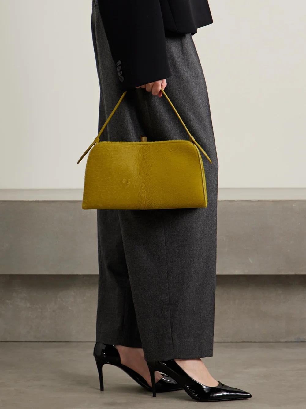 Khaite Cate Leather-trimmed Calf Hair Tote, styled view
