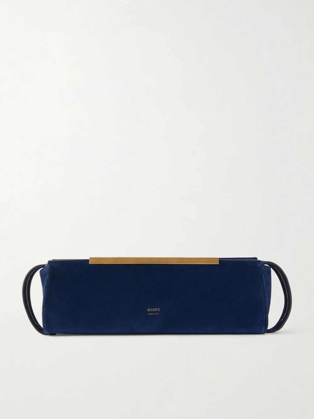 Khaite Donna Suede Clutch in midnight blue