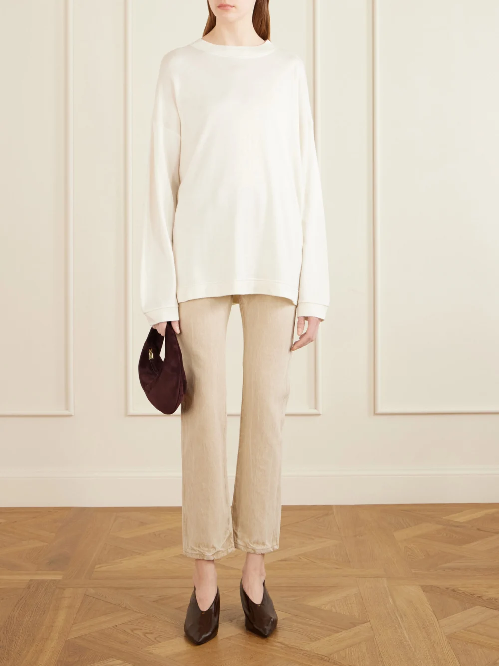 Khaite Dylan Silk Sweatshirt, worn by a model