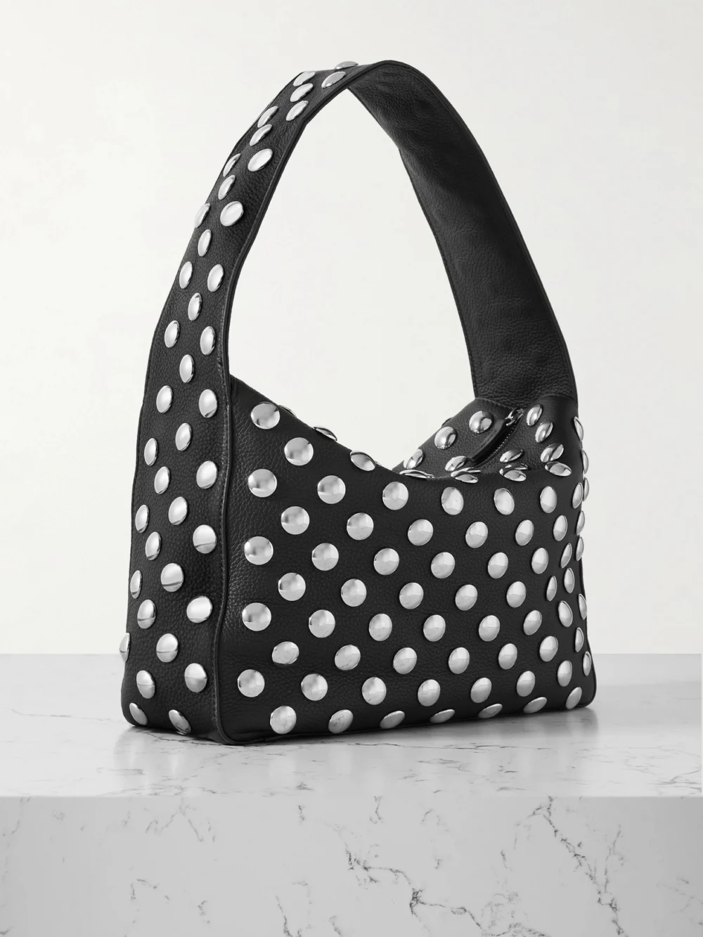 Back view of the Khaite Elena Studded Textured-leather Shoulder Bag