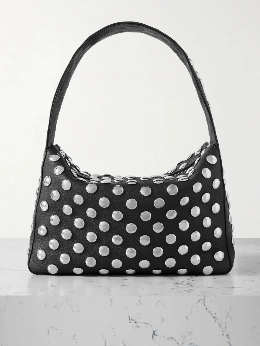 Khaite Elena Studded Textured-leather Shoulder Bag in black