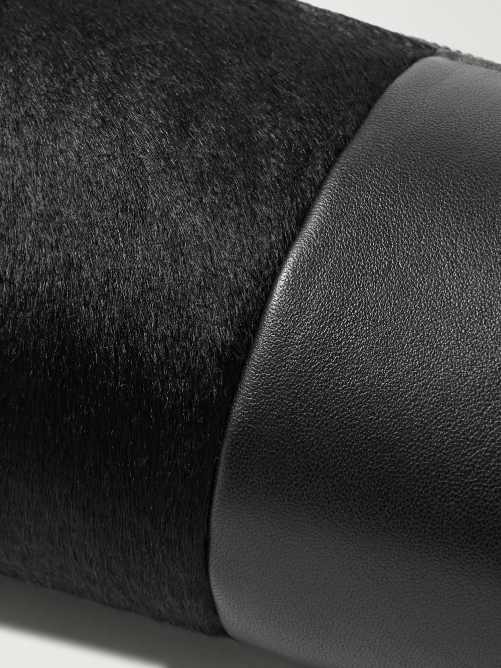 Close-up detail of the Khaite Kye Calf Hair and Leather Shoulder Bag