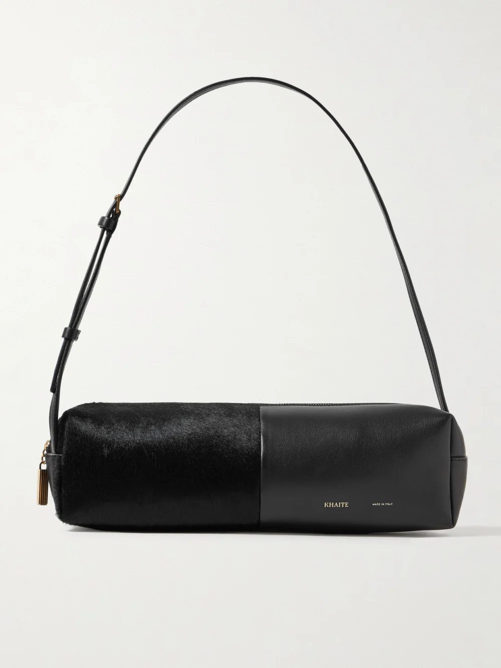 Khaite Kye Calf Hair and Leather Shoulder Bag in black