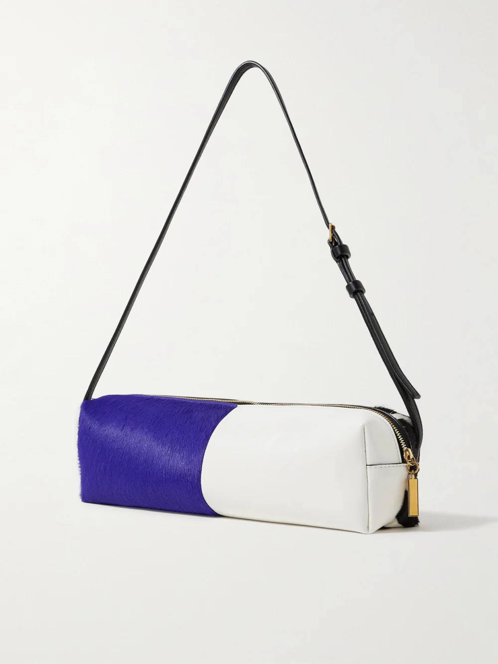 Back view of the Khaite Kye Zebra-print Calf Hair and Leather Shoulder Bag