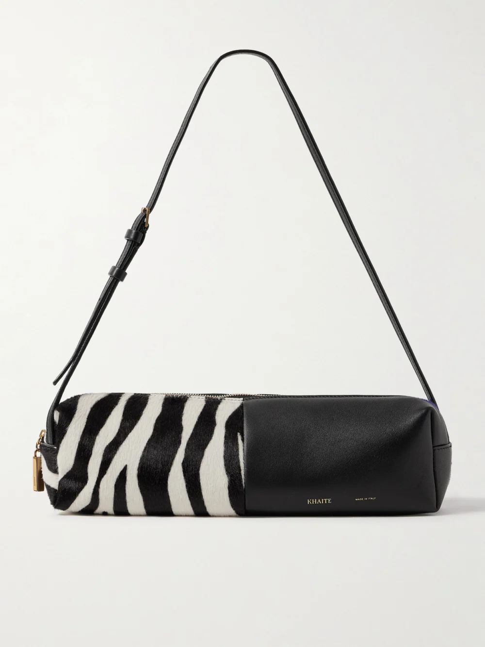 Khaite Kye Zebra-print Calf Hair and Leather Shoulder Bag in zebra print