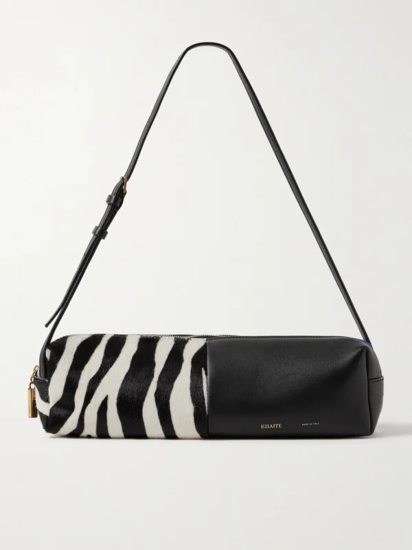 Khaite Kye Zebra-print Calf Hair and Leather Shoulder Bag