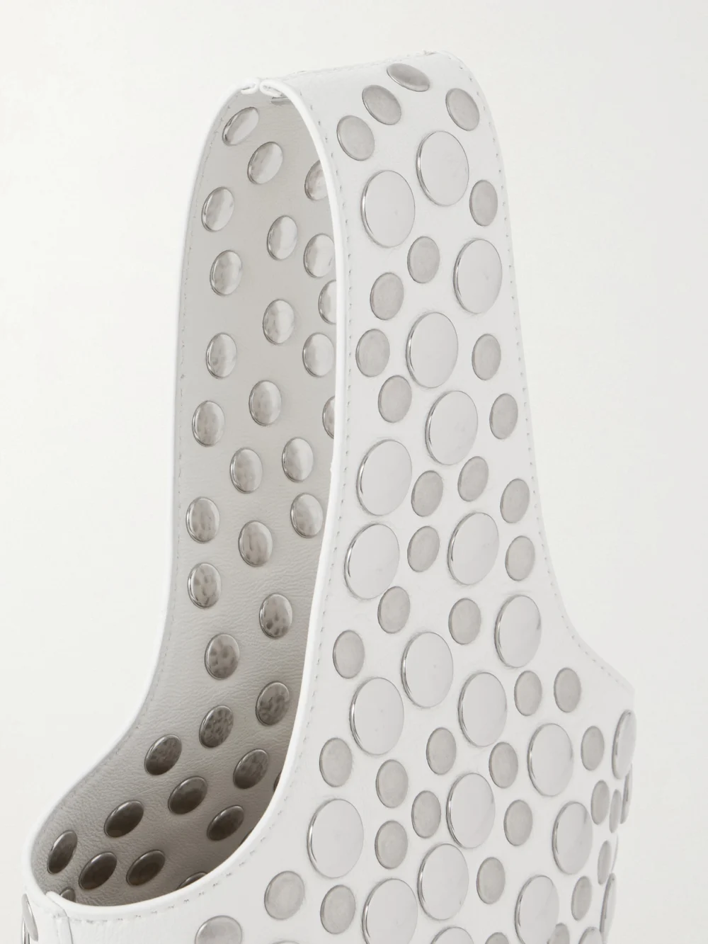 Close-up detail of the Khaite Livia Small Studded Leather Tote