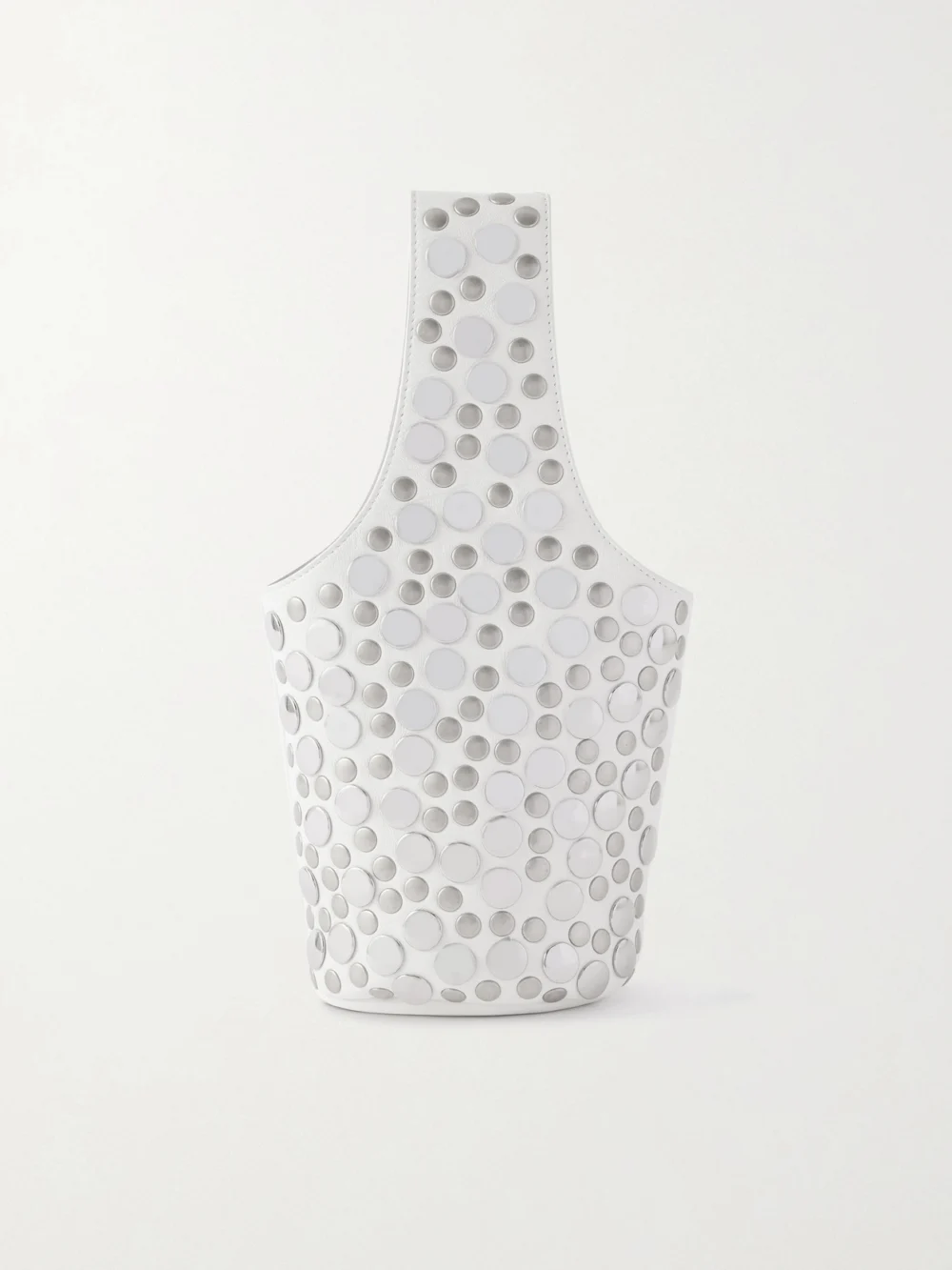 Khaite Livia Small Studded Leather Tote in white