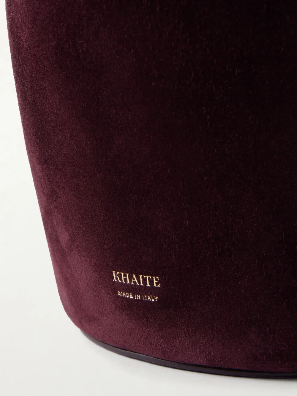 Close-up detail of the Khaite Lotus Calf Hair Mini Bag