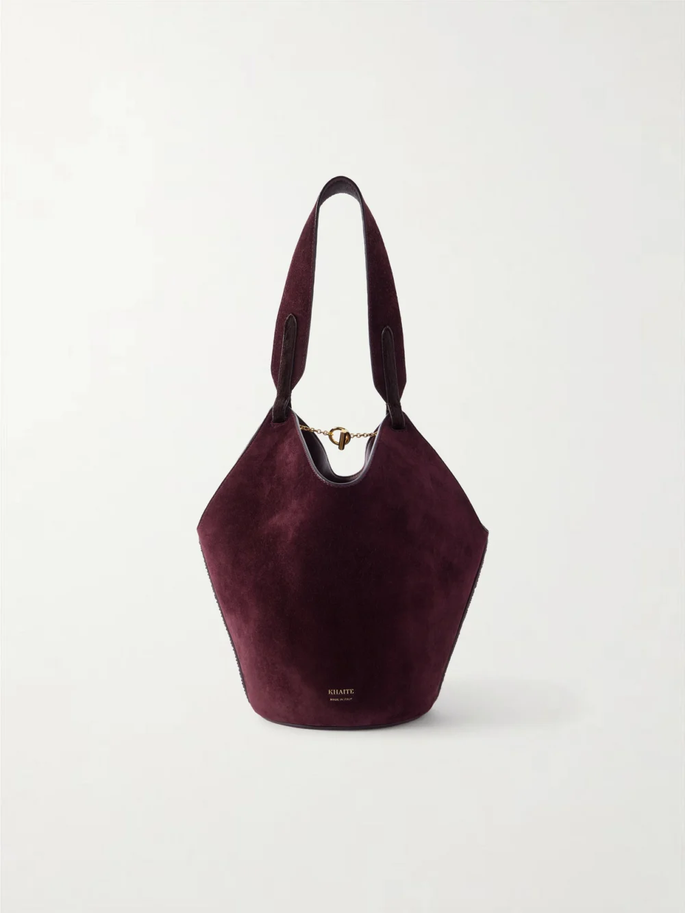 Khaite Lotus Calf Hair Mini Bag in burgundy