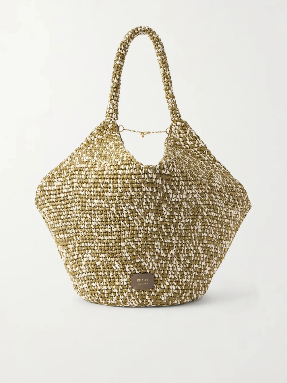 Khaite Lotus Medium Two-tone Woven Tote in army green
