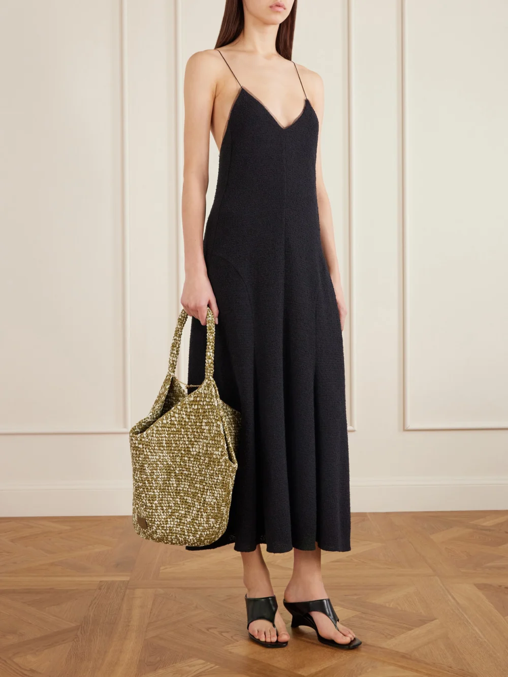 Khaite Lotus Medium Two-tone Woven Tote, styled view
