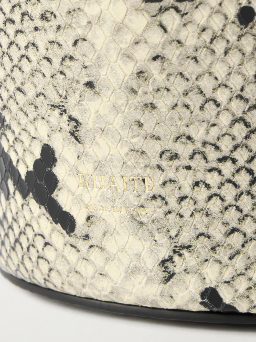 Close-up detail of the Khaite Lotus Mini Snake-effect Leather Tote