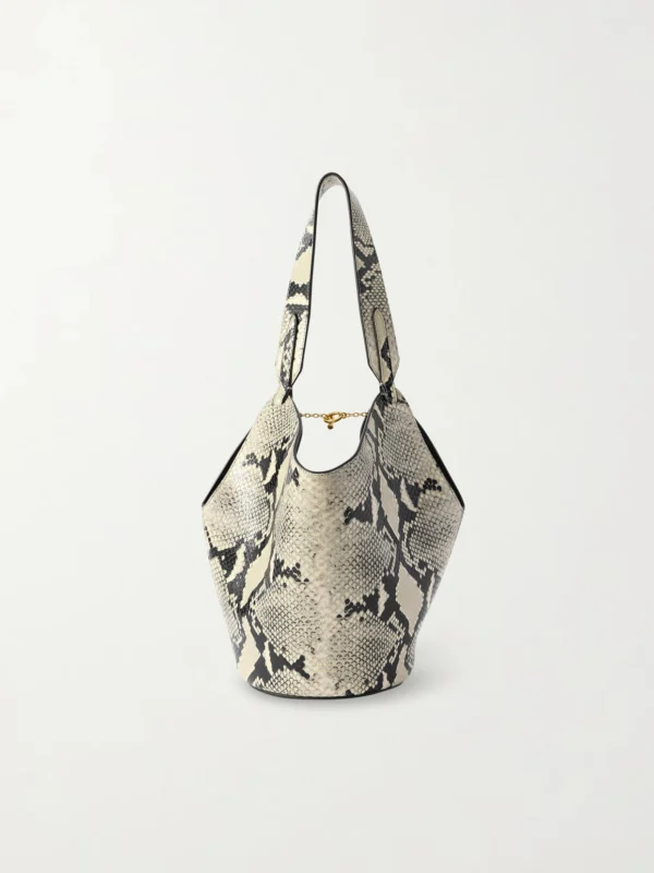 Khaite Lotus Mini Snake-effect Leather Tote