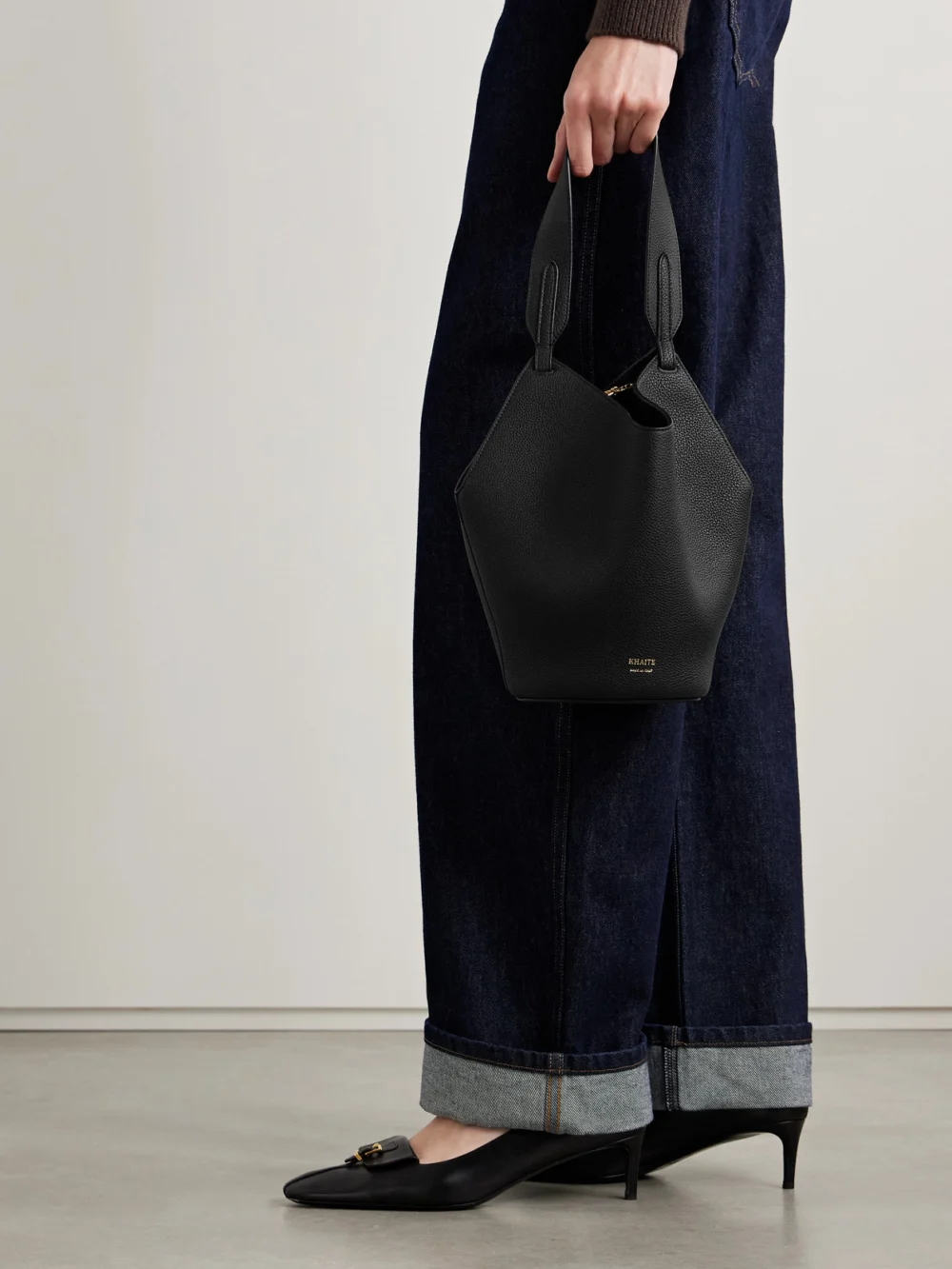 Khaite Lotus Mini Textured-leather Tote, styled view