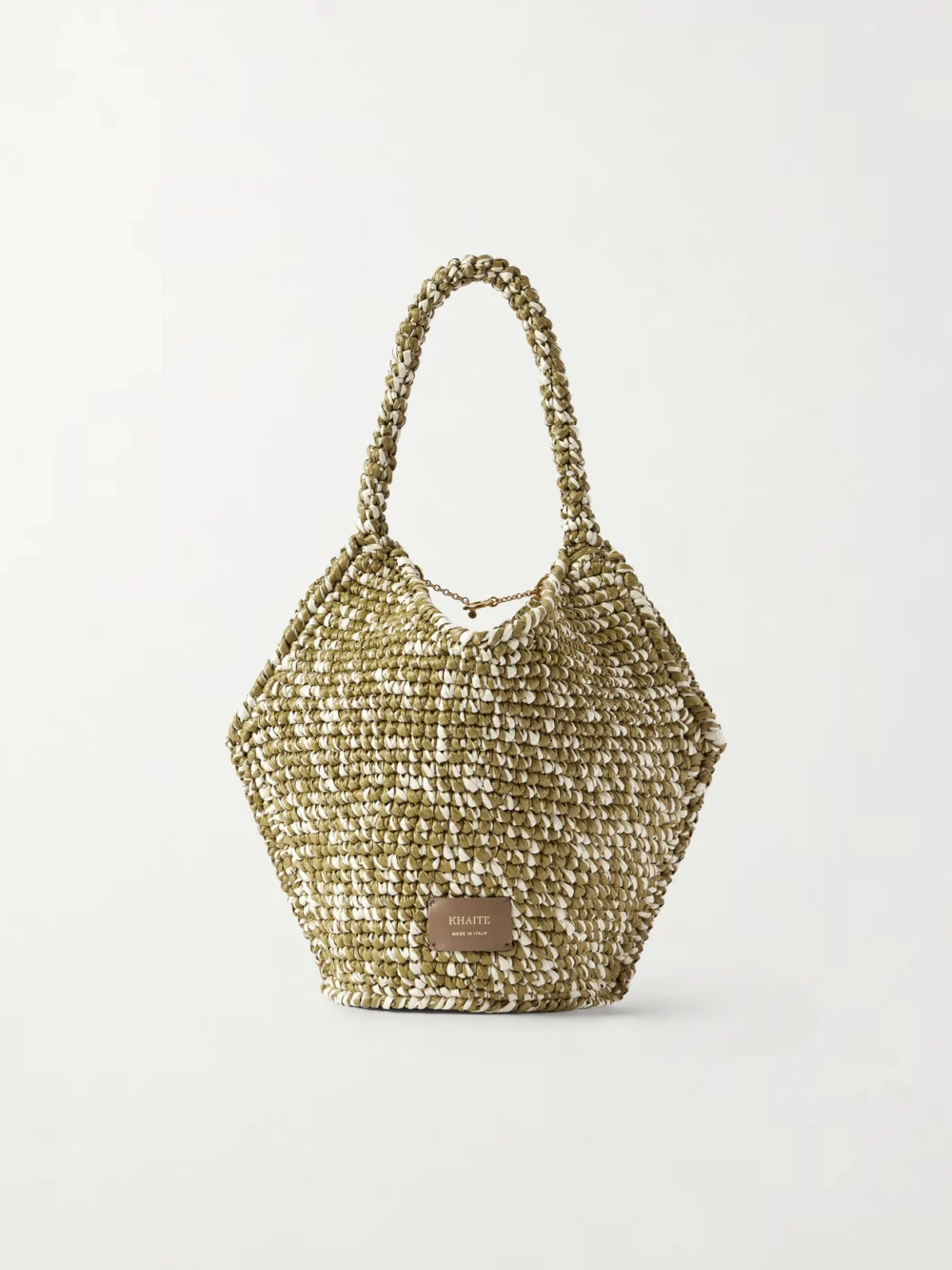 Khaite Lotus Mini Woven Tote in army green