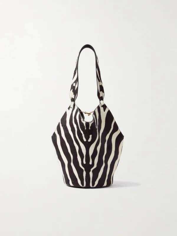 Khaite Lotus Mini Zebra-print Calf Hair and Suede Tote